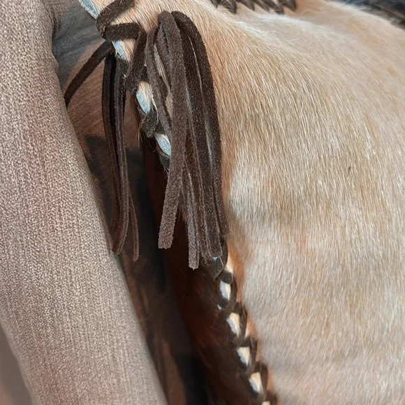 YKK 100% Real Cowhide Reversible Patchwork Accent Pillow Cover - Picture 11 of 11